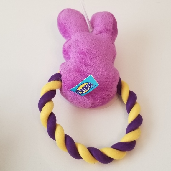 Peeps Squeaky Rope Dog Toy Purple Bunny New - Picture 2 of 6